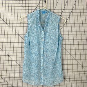 J. McLaughlin for Dillards 100% cotton floral print button front blouse S